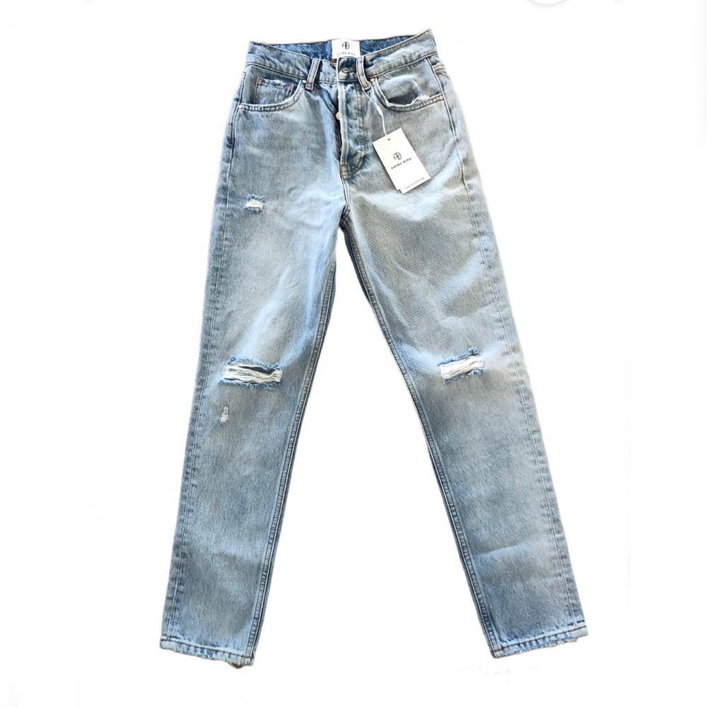 ANINE BING Jean in Destructed Classic Blue 24